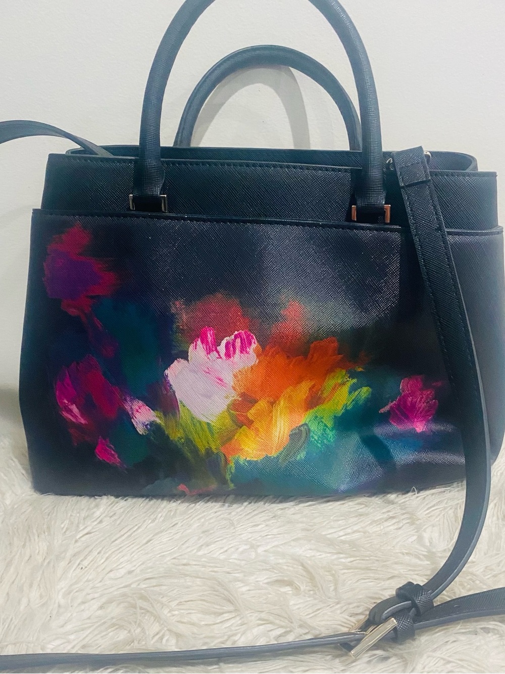 Ted Baker Sanyar Paint Brush Printed Top Handle Satchel Bag - Picture 4 of 8